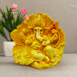 Patta ganesha Idol Perfect for Puja home Office Table Decorative Showpiece - 13 cm (Marble, Yellow)