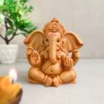 SAJAWATI Dashboard Gift Lord Ganesha Ganpati Idols Showpiece Figurine Decorative Showpiece - 12.7 cm (Marble, Brown)