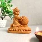 SAJAWATI Lord Krishna Makhan Chor Idol,Krishna Makhan Chor Decorative Showpiece - 12.7 cm (Marble, Brown)