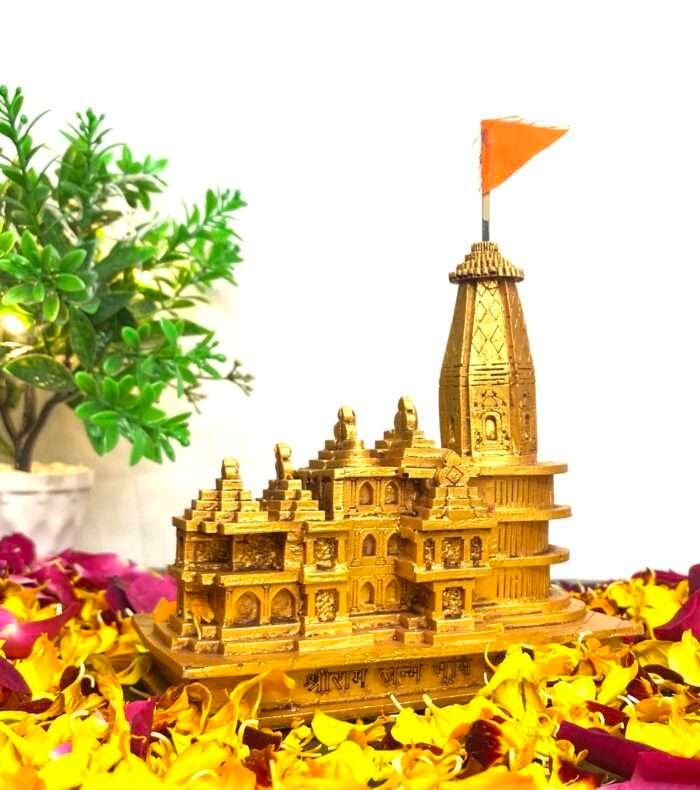 SAJAWATI Ram mandir Decorative Showpiece - 0 cm (Polyresin, Gold) - Image 1